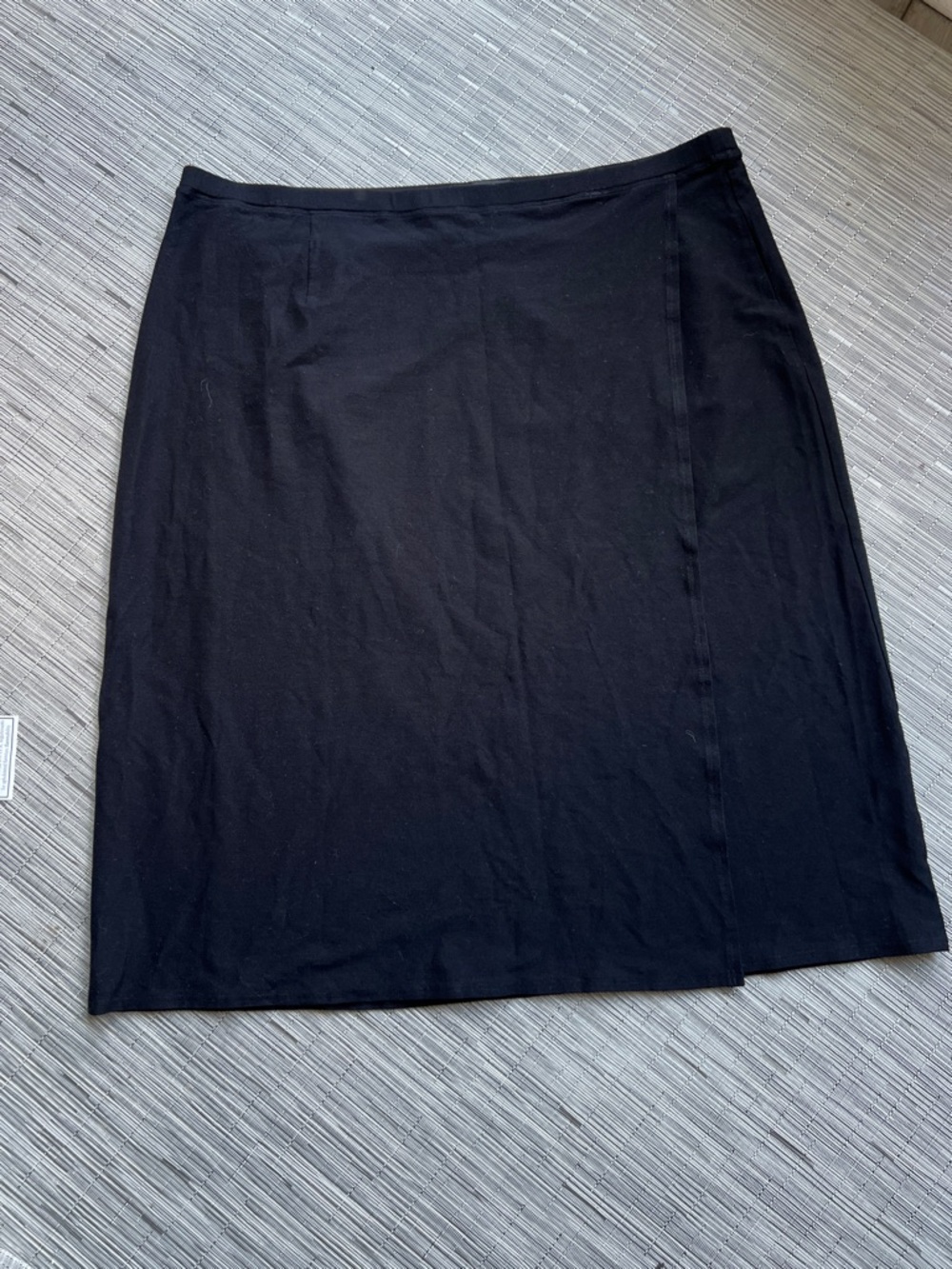 Eileen Fisher Classic Black Wrap Midi Skirt